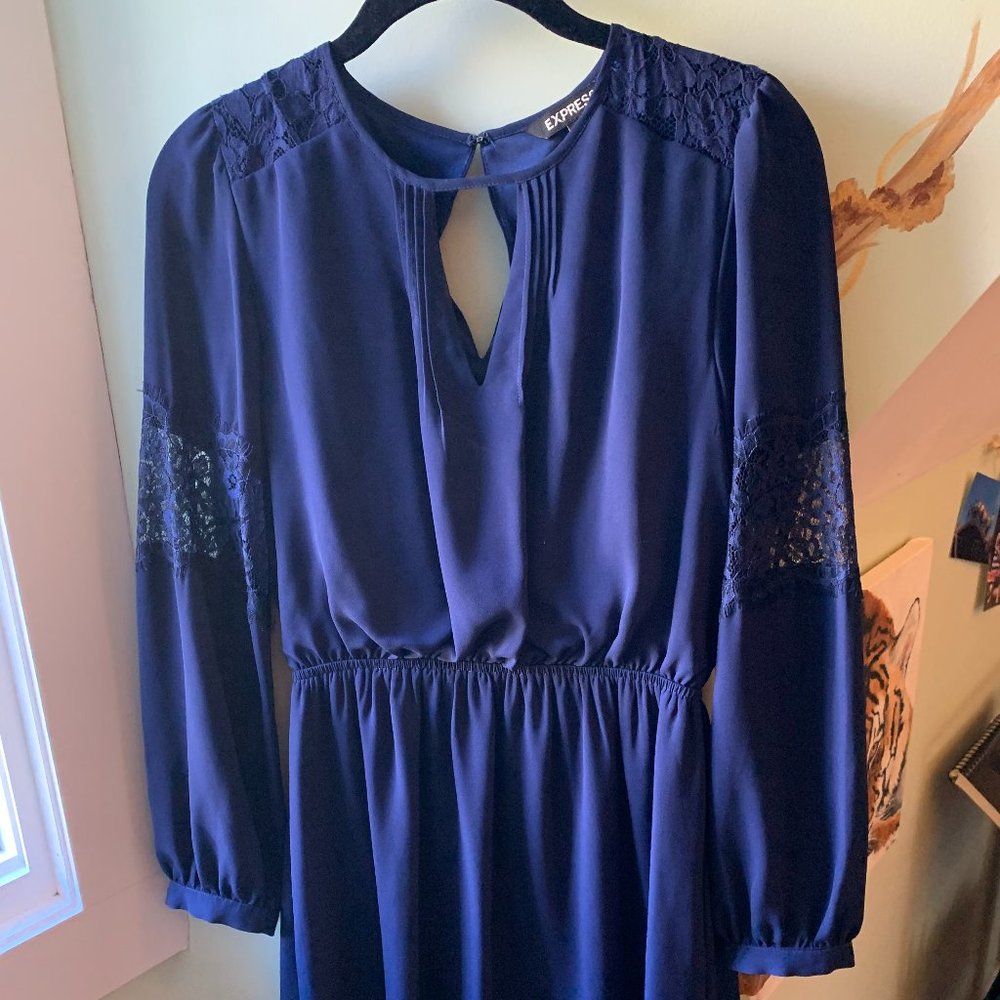 Express women's small navy blue long sleeve dress